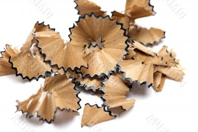 Shavings from pencils closeup