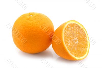 Orange fruits on the  white background.
