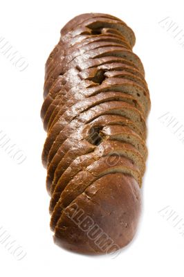 black bread on white background