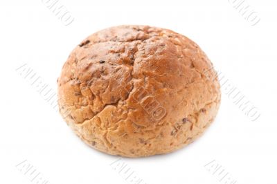 bun with cereals on white
