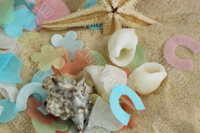 confetti on the beach