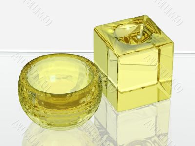 Two glass objects for spa