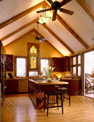 Kitchen with Cathedral Ceiling
