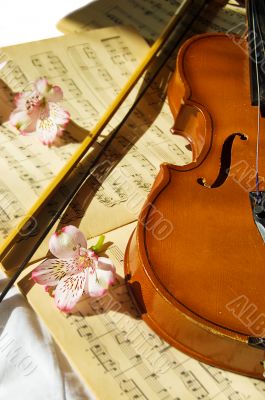 Violin on music sheet