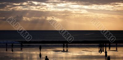 Sunset on the bank of Indian ocean