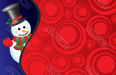 Vector snowman on a retro background