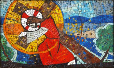 A mosaic of Jesus Christ.