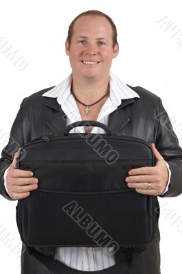 Businessman holding a laptop bag
