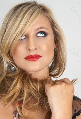 Portrait of beautiful blonde woman