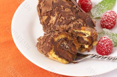 Miniature chocolate swiss roll