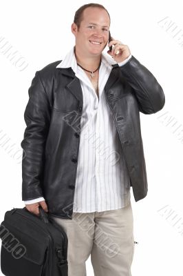 Businessman talking on a cellphone