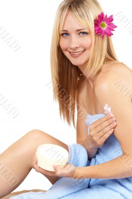 Portrait of beautiful blonde woman