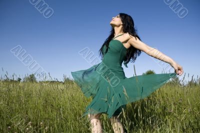woman in green dress