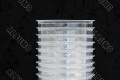 plastic glasses in a stack