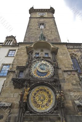 Famous astronomical clock on the town hall in Prague