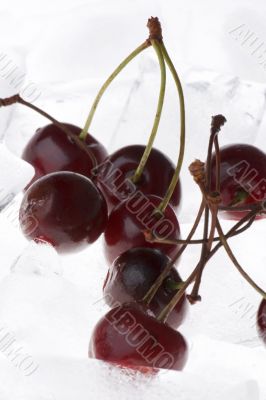 cherry in ice closeup