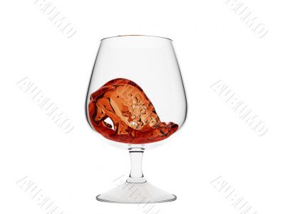 Wave of whiskey in glass