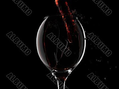 Wine pouring into glass closeup