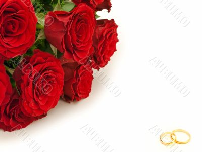 roses and wedding rings