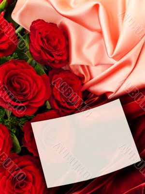 roses with greeting card