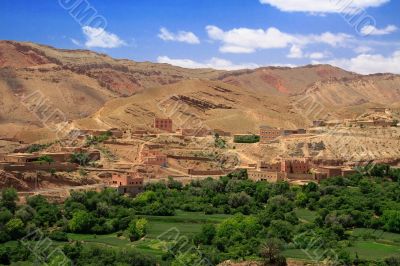 panorama of a village among Moroccan hills