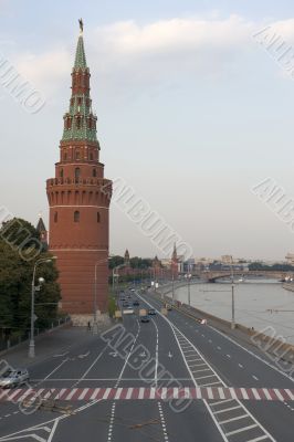 Tower Moscow Kremlin and road