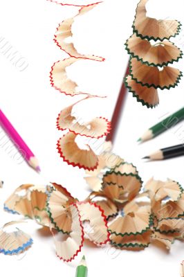 pencil and shavings on white