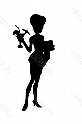 silhouette of waitress
