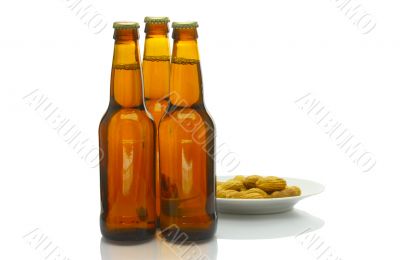 Bottles of Beer over White