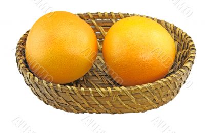 Orange in bowl,Isolated.