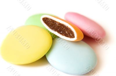 Round colorful candy tablets
