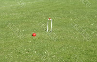 Croquet ball and goal