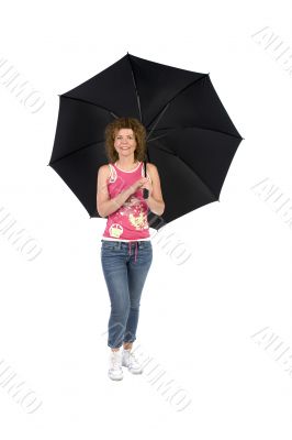 woman with open umbrella