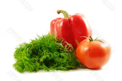 Some vegetables over white