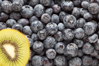 Macro Kiwi and Blueberries