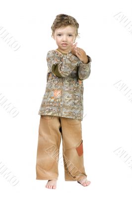 Little boy on white background