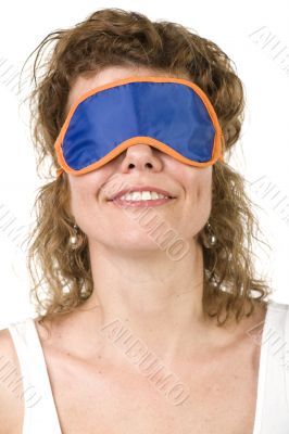 Girl on mask for sleep closeup