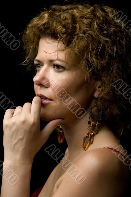 Portrait woman on black