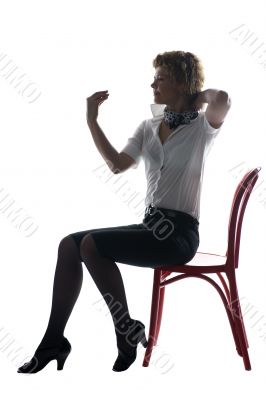 Portrait woman on white