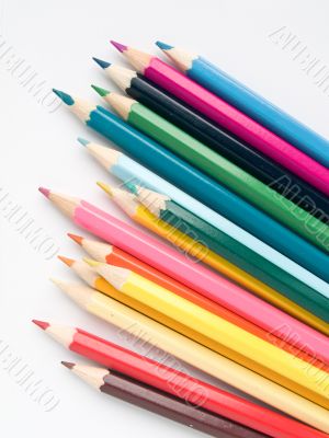 crayons on white background