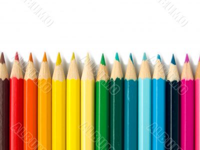 crayons on white background