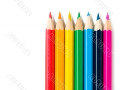Pencils colour on white background
