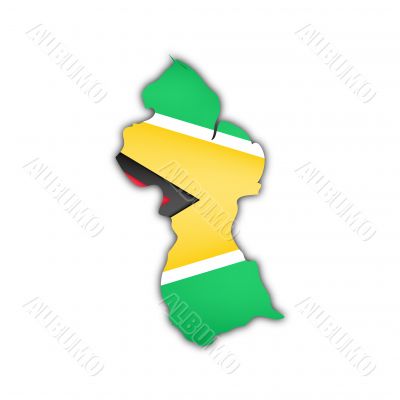 map and flag of guyana
