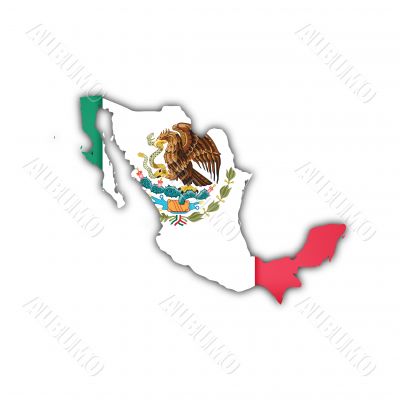 map and flag of mexico