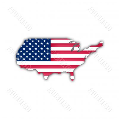 map and flag of usa