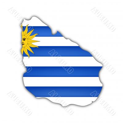 map and flag of uruguay