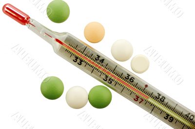 thermometer and pills