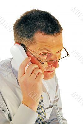  man in glasses with a telephone