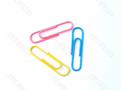 Colored and metal paper clips, isolated on white