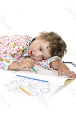 Boy with colouring book